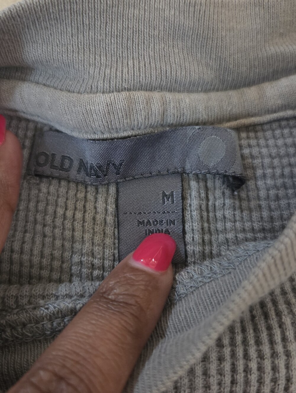 Vintage Y2K Old Navy Mens Thermal Waffle Knit Henley Shirt Size Medium Gray - Picture 6 of 6